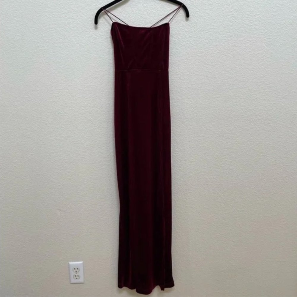 Free People Intimately Red Burgundy Velvet Maxi Dress Size XS